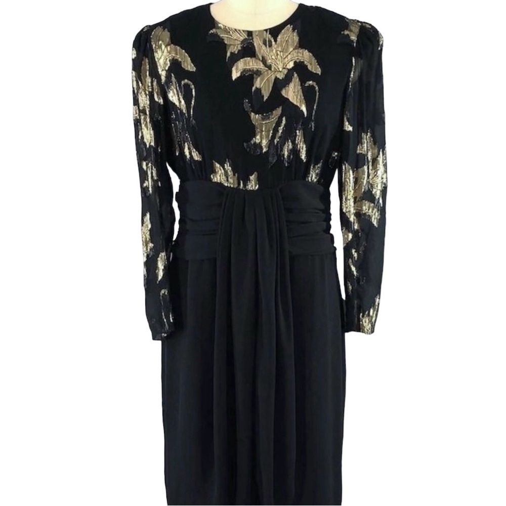 Vintage Patra Black Chiffon Dress Size 5/6